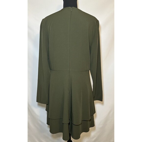 HUTCH Olive Green Cami Long Sleeve Career Mini Dress SIZE 12 - Picture 6 of 13